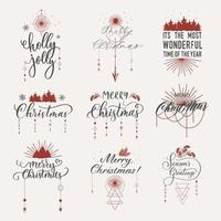 vrolijk kerstfeest - handgeschreven labelinscripties. vector