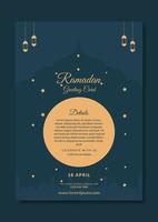 ramadan kareem poster met moskee en lantaarn gratis vector