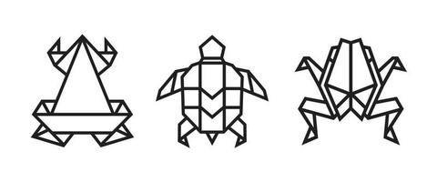 illustraties van amfibieën in origami-stijl vector