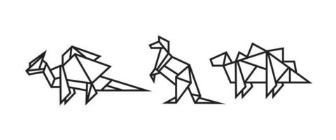 dinosaurusillustraties in origami-stijl vector