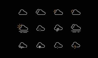 bewolkte pictogrammen voor weersvoorspelling vector