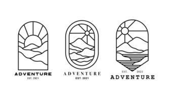 de badge-set van verschillende logo's met avontuurthema vector