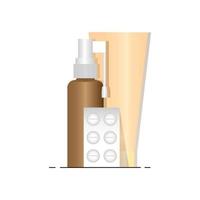 set van medicijnen geïsoleerd op een witte achtergrond. spray voor de keel, crème, pillen. 3d. vectorillustratie. vector