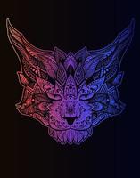 illustratie kat mandala-stijl met neonkleur vector