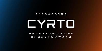 cyrto, abstracte technologie ruimte lettertype en alfabet. techno en mode lettertypen ontwerpen. typografie digitaal sci-fi filmconcept. vector illustratie