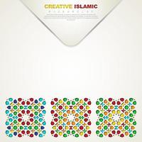 islamitische wenskaart banner achtergrond met sier kleurrijk detail van bloemenmozaïek islamitische kunst ornament vector