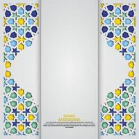 islamitische wenskaart banner achtergrond met sier kleurrijk detail van bloemenmozaïek islamitische kunst ornament vector