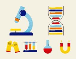 zes dna-studiepictogrammen vector