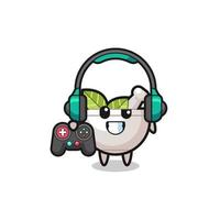 kruidenkom gamer-mascotte met een gamecontroller vector