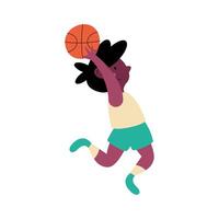 afrojongen die basketbal beoefent vector