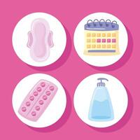 vier menstruatieperiode-items vector