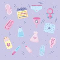 veertien menstruatie-items vector