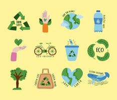 twaalf milieuvriendelijke pictogrammen