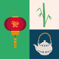 china cultuur drie iconen vector