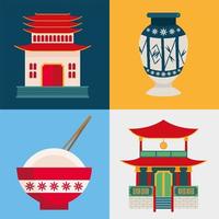 china land cultuur pictogrammen vector