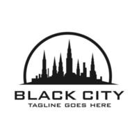 silhouet logo weergaven van stadsgebouwen vector