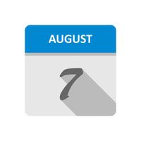 7 augustus Datum op een dagkalender vector