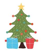 kerstboom en geschenken vector