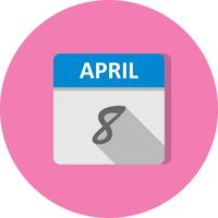 8 april Datum op een eendaagse kalender vector