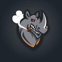 neushoorn roken mascotte logo ontwerp illustratie vector