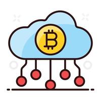 bitcoin cloud bewerkbare vectorstijl vector