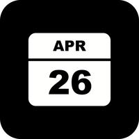 26 april Datum op een eendaagse kalender vector