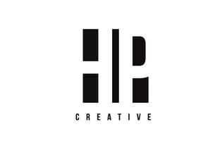 hp hp witte letter logo-ontwerp met zwart vierkant. vector