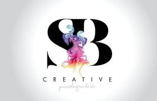 sb levendige creatieve letter logo-ontwerp met kleurrijke rookinkt vloeiende vector