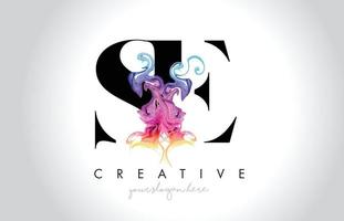 se levendige creatieve letter logo-ontwerp met kleurrijke rookinkt vloeiende vector