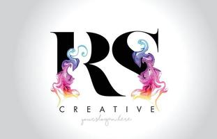 rs levendige creatieve letter logo-ontwerp met kleurrijke rookinkt vloeiende vector