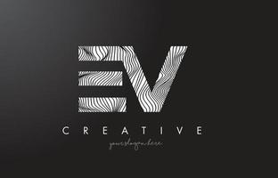 ev ev brief logo met zebra lijnen textuur ontwerp vector. vector