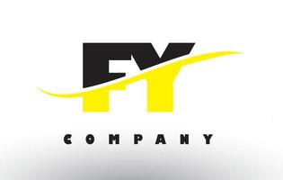 fy fy zwart en geel letterlogo met swoosh. vector