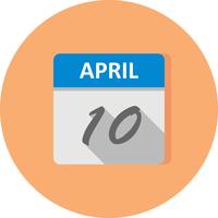 10 april Datum op een eendaagse kalender vector