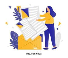 vlakke stijl gradiënt project inbox concept vector