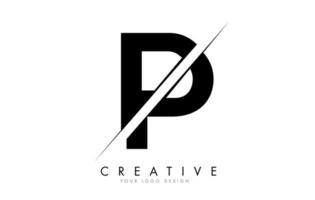 p letter logo-ontwerp met een creatieve snit. vector