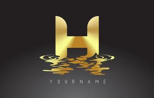 h brief logo ontwerp met water effect vectorillustratie. vector