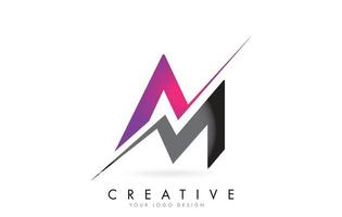 am am letter-logo met colorblock-ontwerp en creatieve snit. vector
