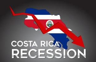 kaart van costa rica recessie economische crisis creatief concept met economische crashpijl. vector