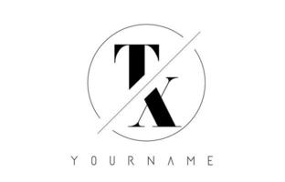 tx-letterlogo met gesneden en doorsneden ontwerp vector