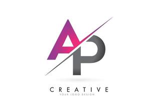 ap ap letter-logo met colorblock-ontwerp en creatieve snit. vector