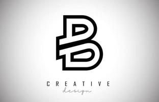 b brief logo monogram vector ontwerp. creatieve b letterpictogram met zwarte lijnen