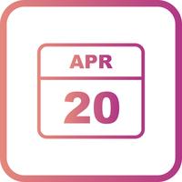 20 april Datum op een eendaagse kalender vector