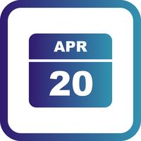 20 april Datum op een eendaagse kalender vector