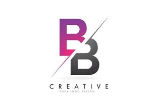 bb bb-letterlogo met colorblock-ontwerp en creatieve snit. vector