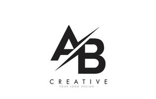 ab ab letter logo-ontwerp met een creatieve snit. vector