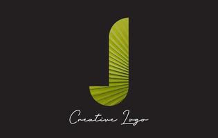 j letter logo met palmboom blad patroon ontwerp. vector