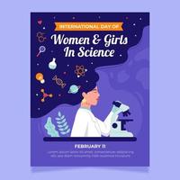 internationale dag van vrouwen en meisjes in de wetenschap poster vector