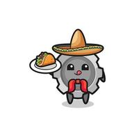 uitrusting Mexicaanse chef-kok mascotte met een taco vector