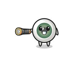 oogbol mascotte met zaklamp vector