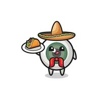 oogbol Mexicaanse chef-kok mascotte met een taco vector